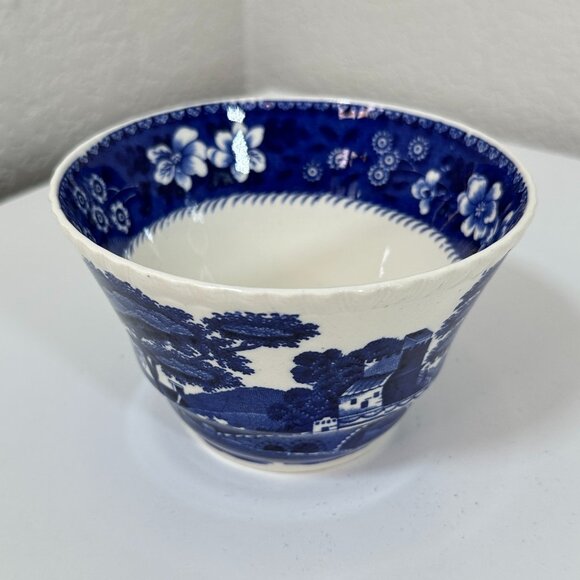 VTG Copeland Spode Tower Blue/White 4 -7/8" x 3" Cranberry Bowl Gadroon RARE - Picture 1 of 11